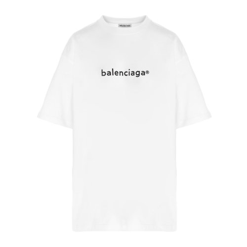 BALENCIAGA 巴黎世家  女裝 服飾 白色圓領(lǐng)棉質(zhì)經(jīng)典logo印花時(shí)尚休閑 女士短袖T恤
