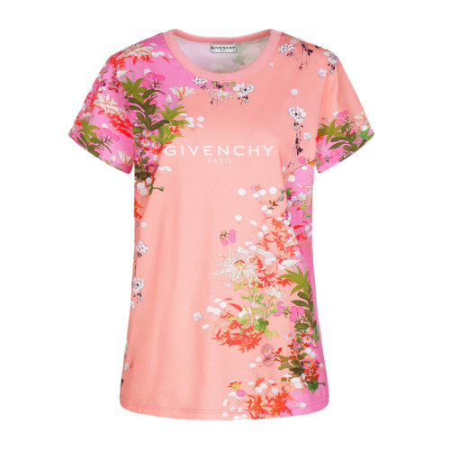 Givenchy/紀梵希  女裝 服飾 圓領(lǐng)棉質(zhì)花卉印花修身 女士短袖T恤