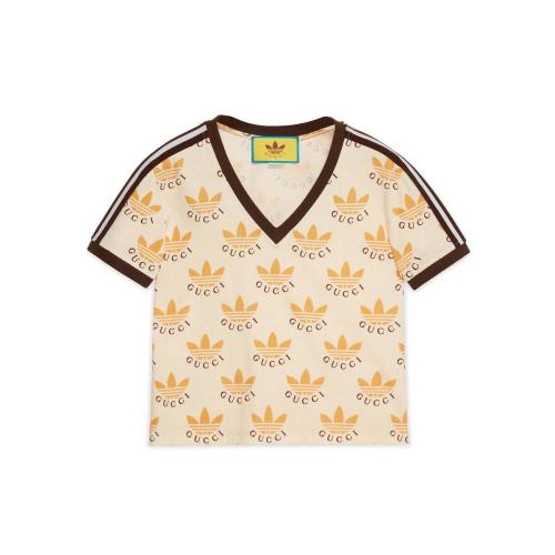  GUCCI古馳 22年秋冬 女士 adidas x Gucci聯(lián)名系列Trefoil印花T恤 693539 XJEBY 9039