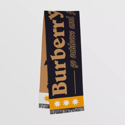  BURBERRY 22年秋冬 女士 徽標(biāo)提花絲毛混紡圍巾 80496601