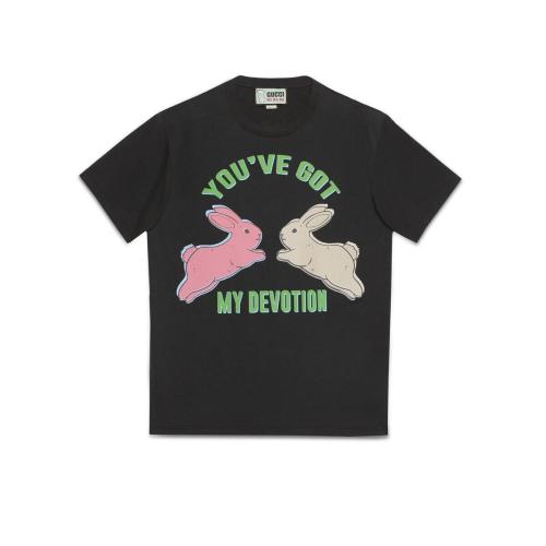  GUCCI古馳 22年秋冬 男士 Gucci HA HA HA特別系列兔子T恤 548334 XJEXT 1142