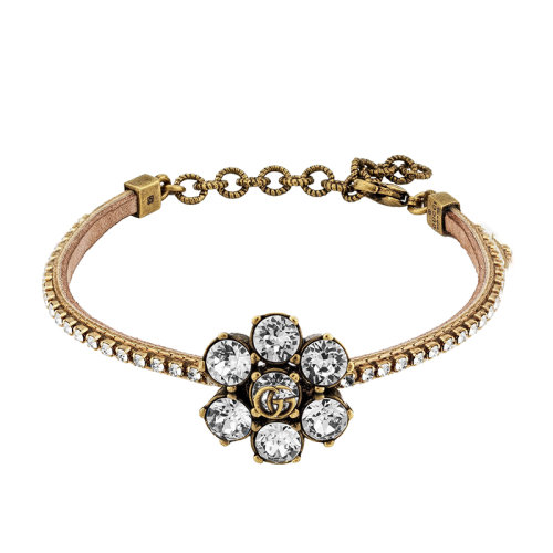 GUCCI/古馳 22新款 女士金色金屬標(biāo)識(shí)飾雙G透明水晶搭扣手鐲651557I56718061