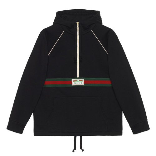 GUCCI/古馳 男士黑色棉質(zhì)紅綠織帶針織運(yùn)動(dòng)衫?645320XJDAK1060