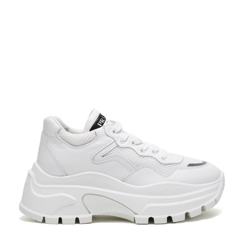 PRADA/普拉達(dá) 女士織物配皮厚底系帶運(yùn)動(dòng)鞋休閑鞋 1E880L 3L37 F 075