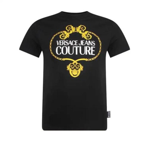  VERSACE JEANS COUTURE 男士黑色棉質(zhì)短袖T恤 B3GVA7EB 30311 L03 PLFSX