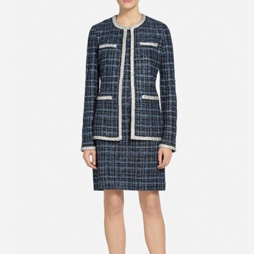 St.John/盛薔光澤格紋針織女士夾克K6200F1