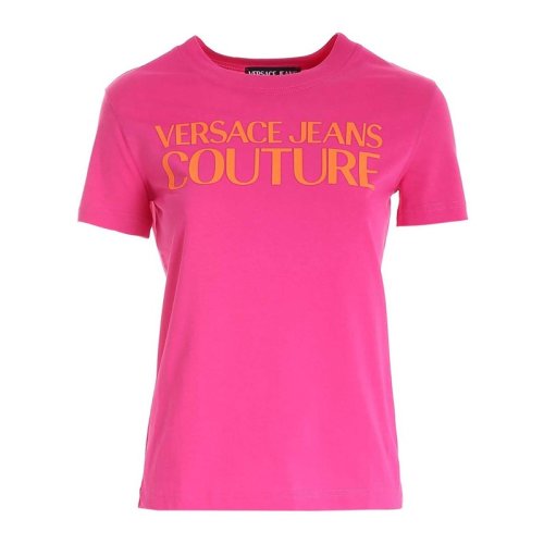  VERSACE JEANS COUTURE 女士粉色棉質(zhì)短袖T恤 71HAHF00 CJ00F 455 PLFSX
