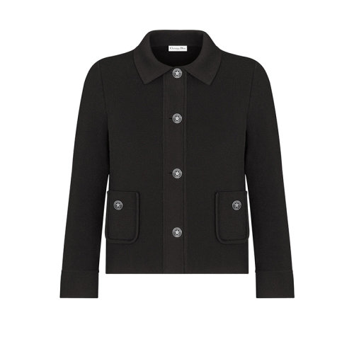 DIOR/迪奧 22年春夏新款 女士黑色粘膠纖維科技針織面料短款外套夾克244V53AM512_X9000