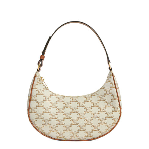 CELINE/賽琳 AVA系列 女士白色凱旋印花帆布腋下包單肩手提包193952BZJ.01BC