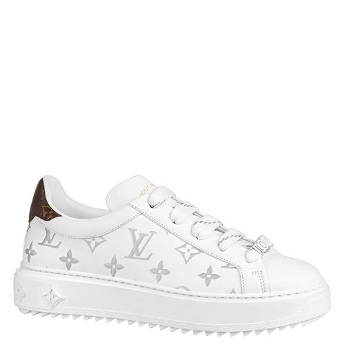 Louis Vuitton/路易威登 22年早春新款 TIME OUT系列 女士銀色老花壓紋小牛皮運動鞋1A9HBD