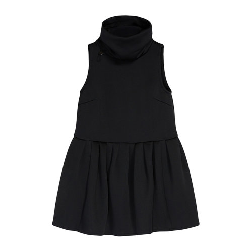 MaxMara/麥絲瑪拉 22年早春新款 SHOCK系列 女士黑色棉質(zhì)混紡束腰高領(lǐng)連衣裙1631012106002