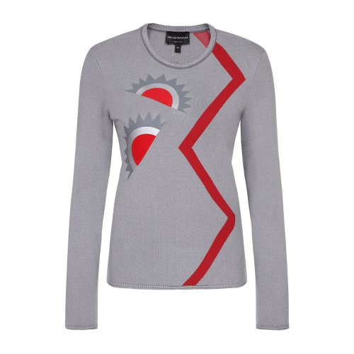 Emporio Armani/安普里奧阿瑪尼 米灰色 女士圖案針織衫 6Z2MVJ-2M15Z-F615（9.7陸續(xù)發(fā)貨）