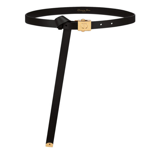 DIOR/迪奧新款 女士黑色光滑小牛皮長(zhǎng)方形CD環(huán)金扣腰帶17毫米B0204UVWV_M900