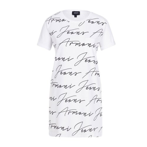  ARMANI JEANS/阿瑪尼牛仔 女士米白色棉質(zhì)短袖T恤 3Y5T21 5J1KZ 1100 PLFSX