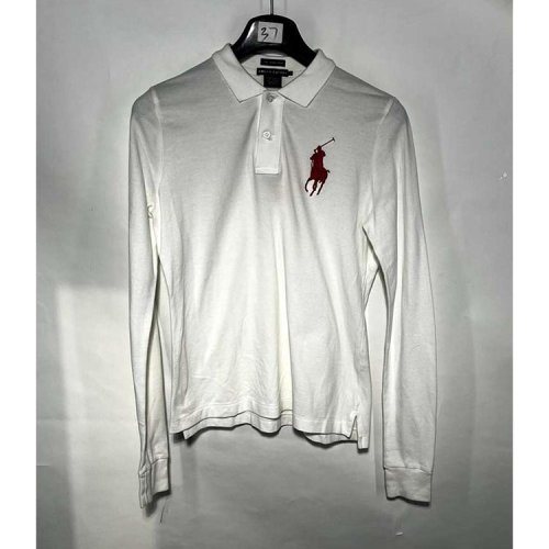 RALPH LAUREN/拉夫勞倫 白色男士長袖POLO衫（瑕疵折扣）