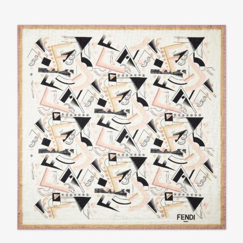  FENDI芬迪 22年秋冬 女士 圍巾 拼色有機桑蠶絲圍巾 FXT091ALSDF0PA3