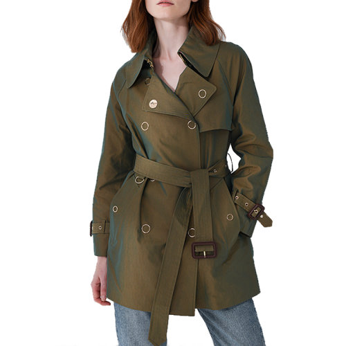 GeleiStory/GeleiStory 秋季新款英倫風(fēng)雙排扣風(fēng)衣外套女氣質(zhì)收腰顯瘦女士風(fēng)衣