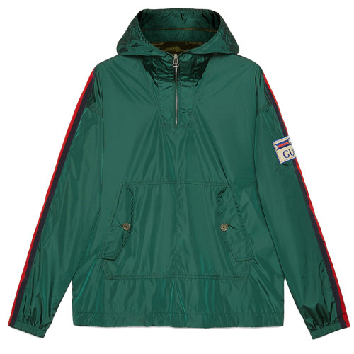GUCCI/古馳 男士深綠色連帽降落傘尼龍外套654827ZAGVU3283