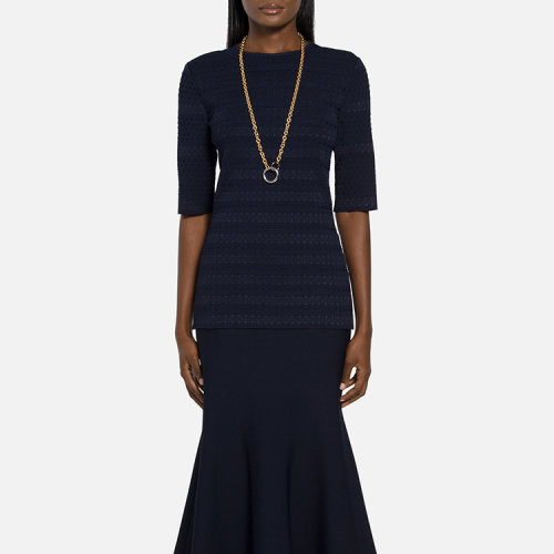 St.John/盛薔蕾絲提花上衣女士長袖T恤K51Y083