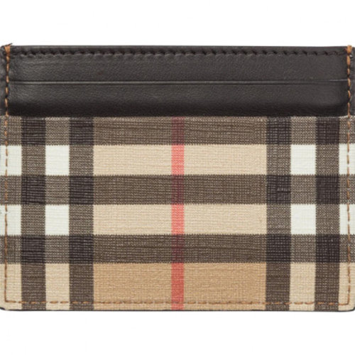 BURBERRY/博柏利 卡片夾 帆布/牛皮 標(biāo)志性條紋環(huán)保帆布拼皮革卡片夾 80260001