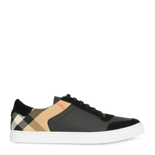BURBERRY/博柏利 【20春夏新款】男士拼色經(jīng)典House格紋麂皮拼皮革低幫板鞋運(yùn)動(dòng)鞋休閑鞋男鞋 多色可選