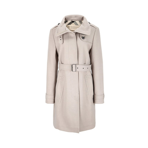 BURBERRY/博柏利 女士米白色羊毛混紡腰帶款風(fēng)衣 3839912