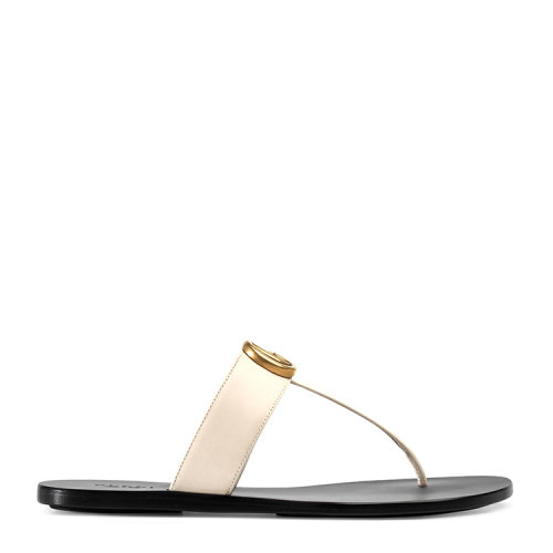 GUCCI/古馳 雙G造型皮革夾趾涼鞋 497444 A3N00