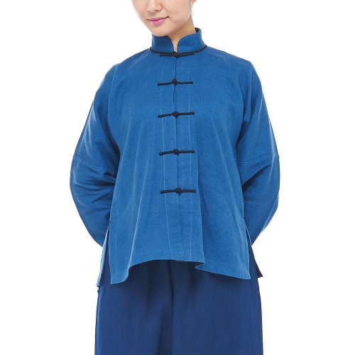 JLMT/凈蓮滿堂 【定制】  民國(guó)對(duì)襟小衫 厚亞麻  女裝定制