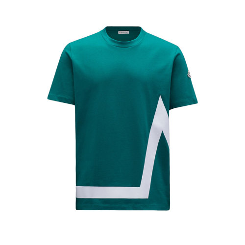 Moncler/蒙克萊 22年秋冬新款 男士綠色純棉大M圖案短袖T恤H20918C000018390T865