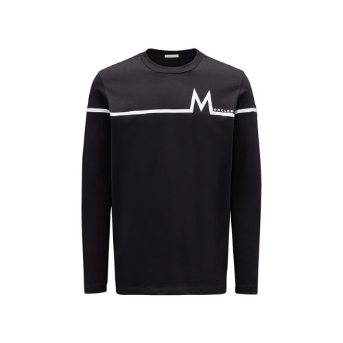 Moncler/蒙克萊 22年秋冬新款 男士黑色純棉M圖案長袖T恤H20918D000038390T999