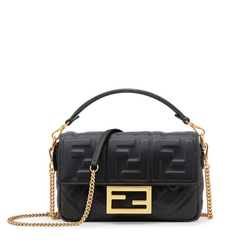 FENDI/芬迪  BAGUETTE FF圖案小羊皮迷你單肩包