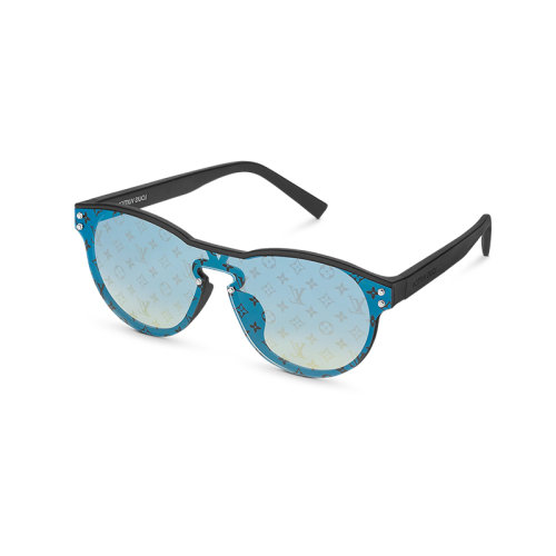 Louis Vuitton/路易威登 22年春夏新款 LV WAIMEA ROUND系列 男士藍色老花圖案漸變鏡片黑色注塑鏡框太陽眼鏡墨鏡E碼Z1666E