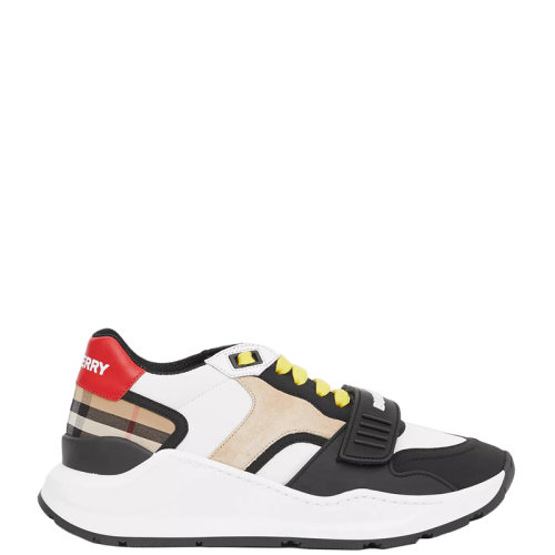 BURBERRY/博柏利 22年早春新款 女士典藏米色滌綸拼麂皮小牛皮Vintage格紋運(yùn)動(dòng)鞋80285801