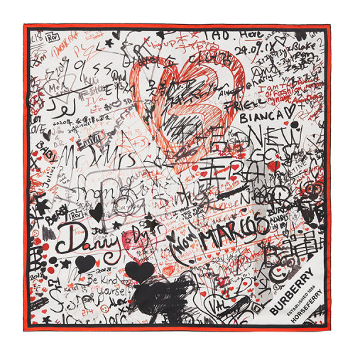 BURBERRY/博柏利 涂鴉印花絲質(zhì)方巾80255771