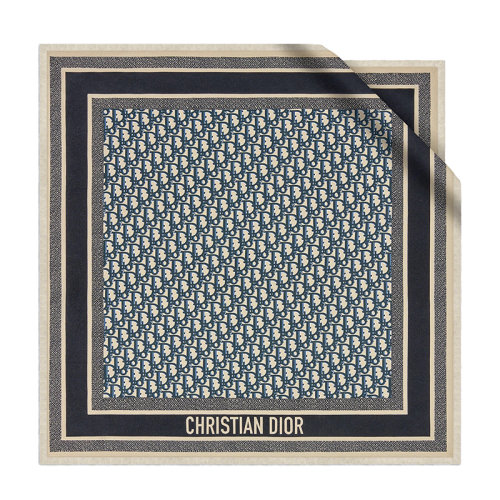 DIOR/迪奧 22年春夏新款 女士海軍藍老花圖案真絲斜紋布方巾頭巾圍巾15DOB070I600_C541