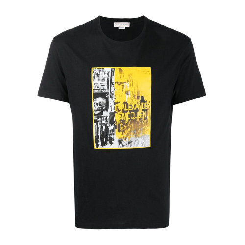 Alexander McQueen 亞歷山大·麥昆 男士 服裝  黑色圓領(lǐng)棉T恤 男士短袖T恤