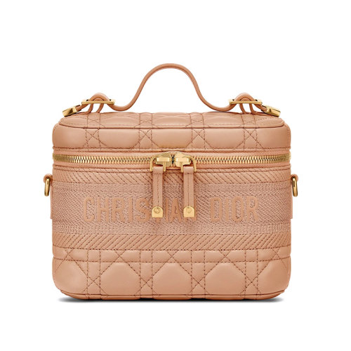 DIOR/迪奧 DIORTRAVEL系列 風玫瑰色小羊皮飾有藤格紋小號單肩手提包 S5488UNTR_M49P