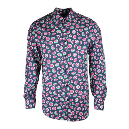 LOVE MOSCHINO/LOVE MOSCHINO 男裝西瓜印花藍色棉質(zhì)男士長袖襯衫 MC70600T89130024