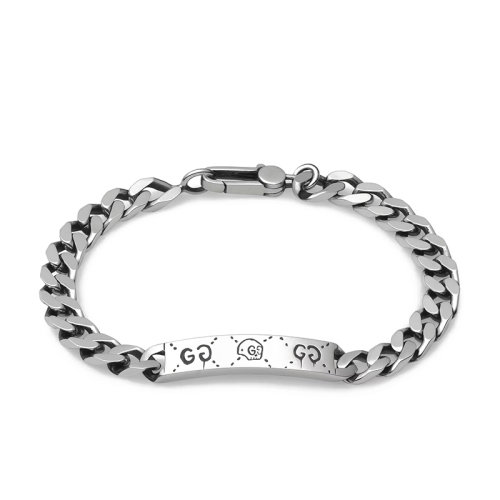 GUCCI/古馳 22春夏新款 Ghost純銀銘條刻花細(xì)節(jié)Alessandro合作頭骨手鏈455321J84000701