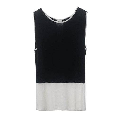 ARMANI COLLEZIONI/阿瑪尼卡爾茲 米白藍拼色女士無袖背心