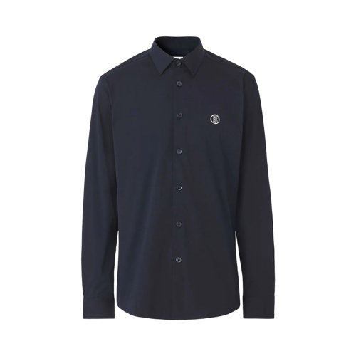 BURBERRY/博柏利 男士藏青色棉質(zhì)混紡長(zhǎng)袖襯衫 8042897