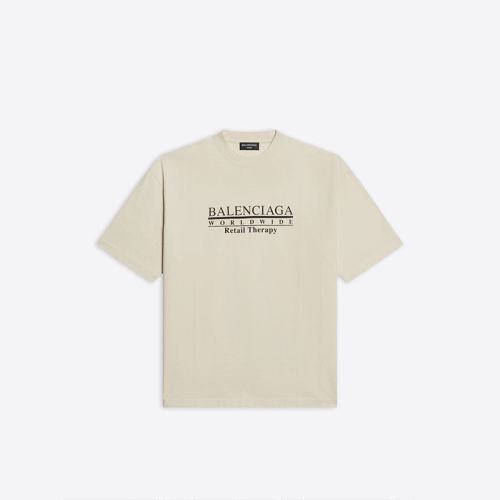  Balenciaga/巴黎世家 男士淺米色時(shí)尚短袖T恤 612966-TLVB19054 PLFSX