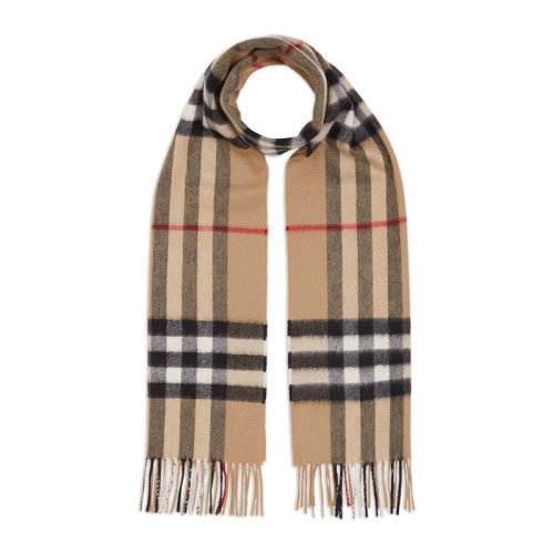 BURBERRY/博柏利 男女通用咖色經典格紋流蘇裝飾羊絨圍巾圍脖 8018173