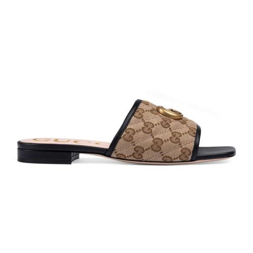  GUCCI古馳 22年秋冬 女士 女士GG絎縫帆布涼拖鞋 619893 KQWM0 9765