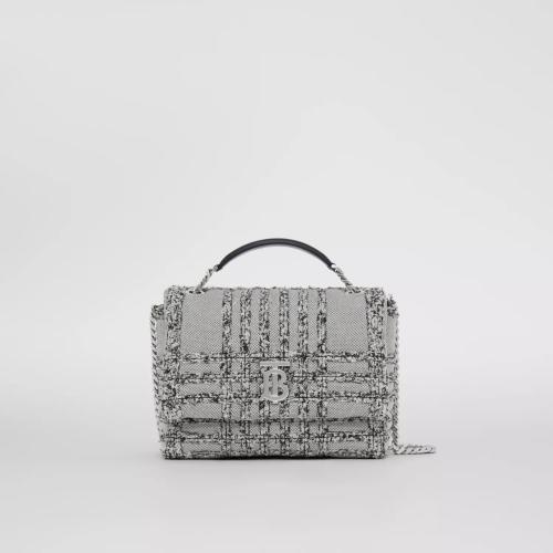  BURBERRY 22年秋冬 女士 Lola - 小號(hào)針刺棉格紋帆布學(xué)院風(fēng)蘿納包 80557181