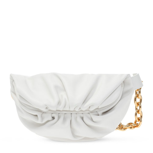 Bottega Veneta/葆蝶家 The Pouch系列女士純色小牛皮登山扣開合單肩包斜挎包鏈條包手拿包云朵包女包 651445-VCP41 多色可選