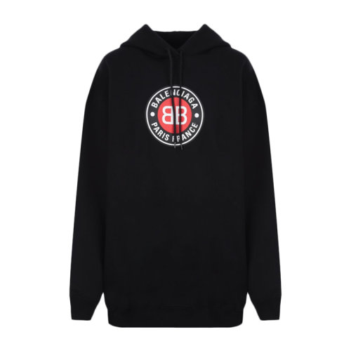 Balenciaga/巴黎世家 女士黑色棉質(zhì)BB徽標(biāo)長袖連帽衫衛(wèi)衣 641529-TJV77-1000