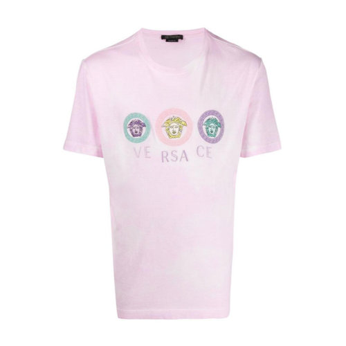 VERSACE/范思哲  男裝 時(shí)尚簡(jiǎn)約 男士粉色棉質(zhì)短袖T恤 A85160A-0A2-8806