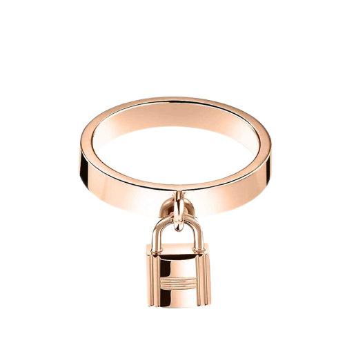 HERMES/愛(ài)馬仕 經(jīng)典Kelly Clochette系列 中號(hào)18K金玫瑰金掛鎖戒指H220658B