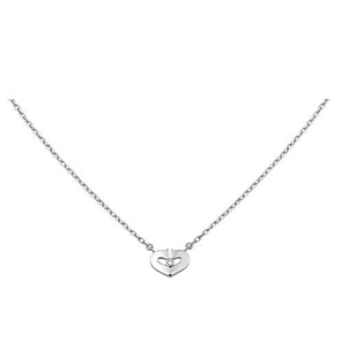 CARTIER/卡地亞  SYMBOLES系列 XS型號18k金白金鑲嵌鉆石愛心項(xiàng)鏈B7221600